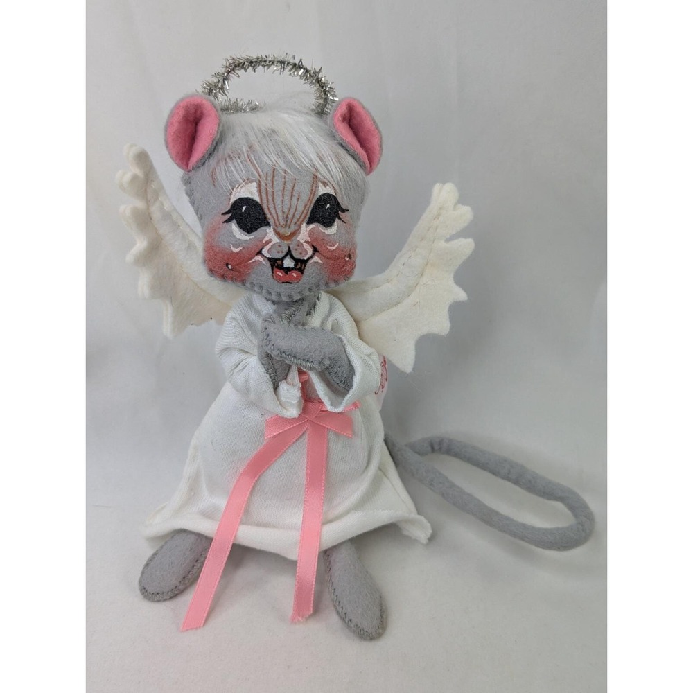 Annalee Mouse Angel Plush White Gown Halo 7 Inch 1994 Stuffed Animal Toy